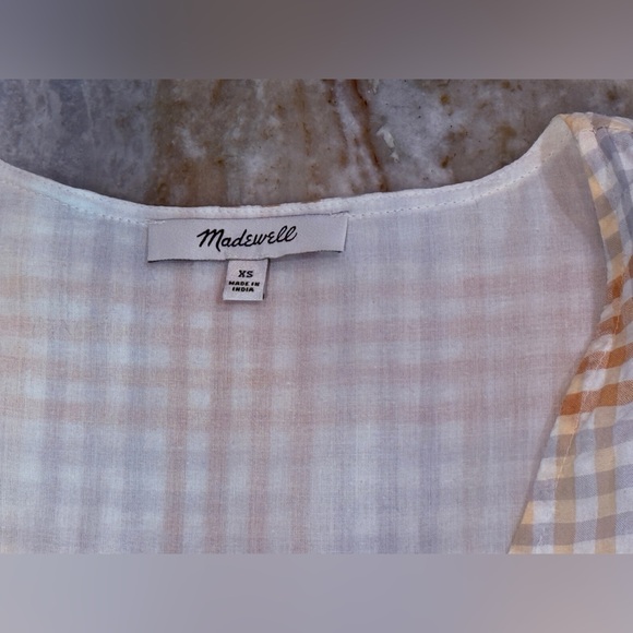 Women’s MADEWELL Cap-Sleeve Button-Front Mini Dress in Plaid- Size XS - Picture 6 of 11